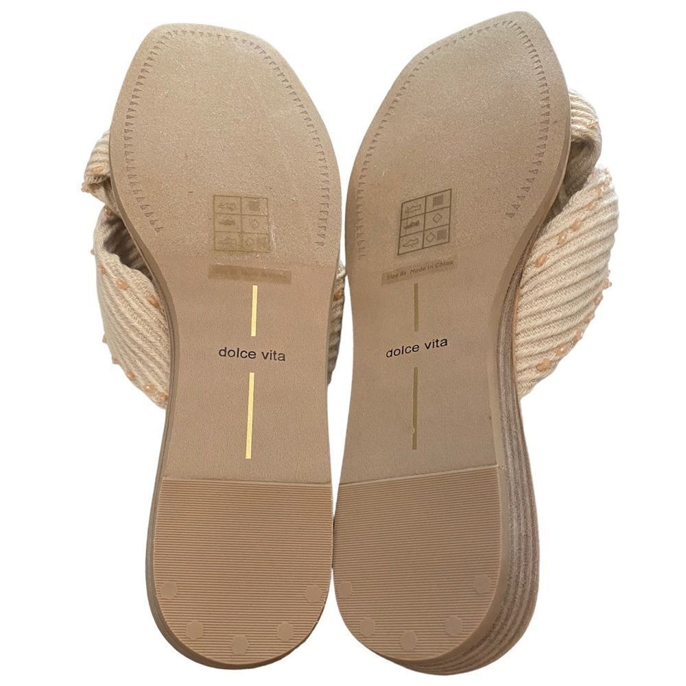 DOLCE VITA Women's Haviva Ivory Fabric Knotted Slide Sandals NEW 8.5 - Picture 7 of 7